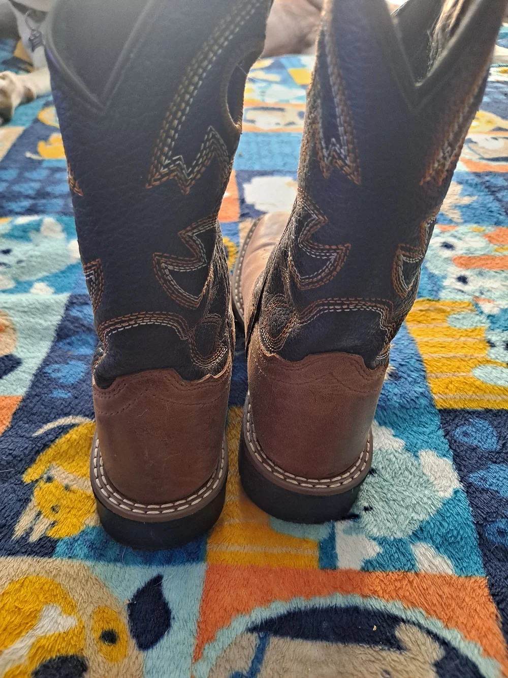 Kids Brown and Black Western Pull-On Cowboy Boots